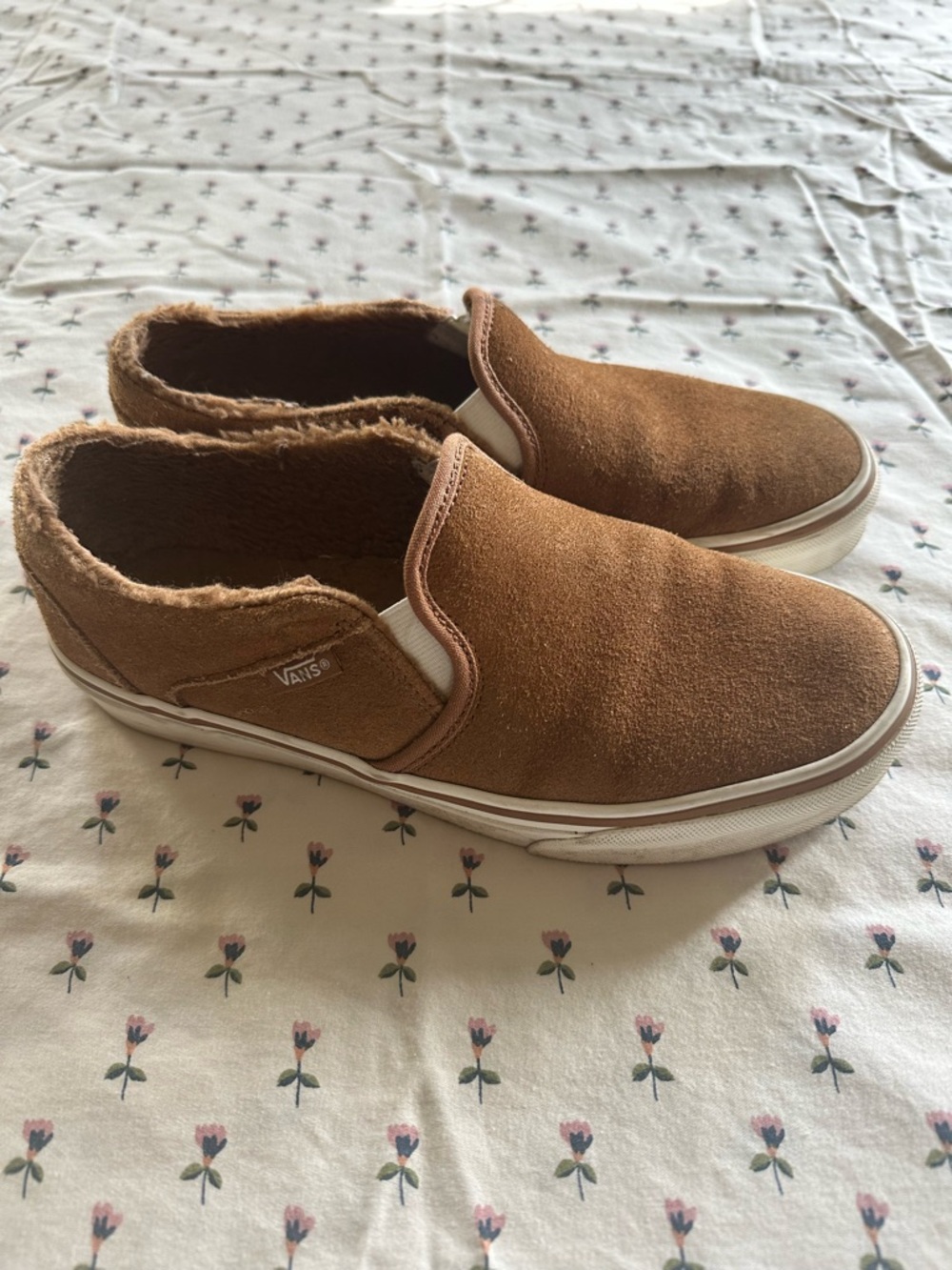 Vans Suede Slip-On Sneakers in Chestnut Brown